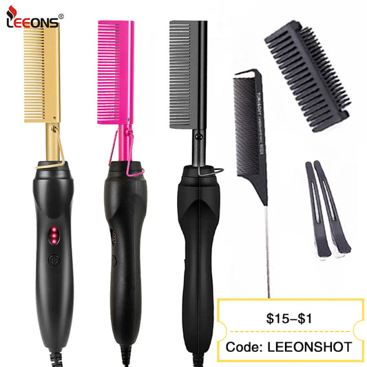 Hot Comb Hair Straightener Flat Iron Electric