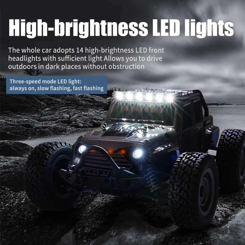 Carro de corrida 4WD com caminhão monstro de controle remoto LED para crianças