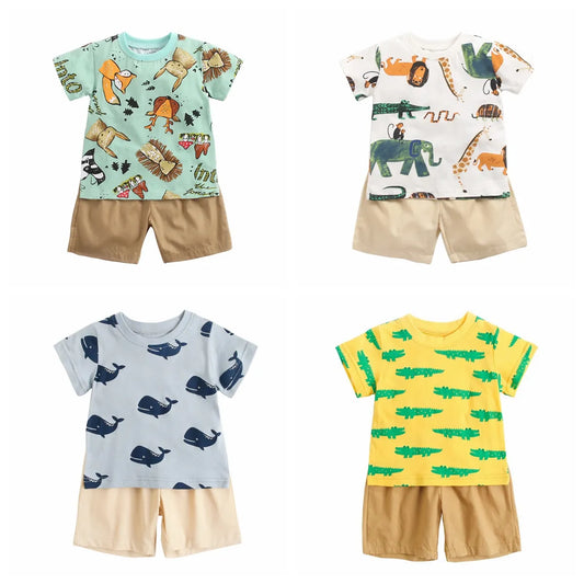 Cartoon Clothing Sets Summer Short Sleeve Cotton 2 PCS