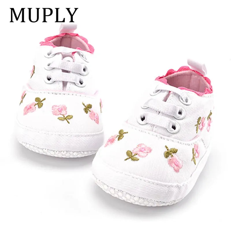 Baby Girl White Lace Floral Embroidery Shoes