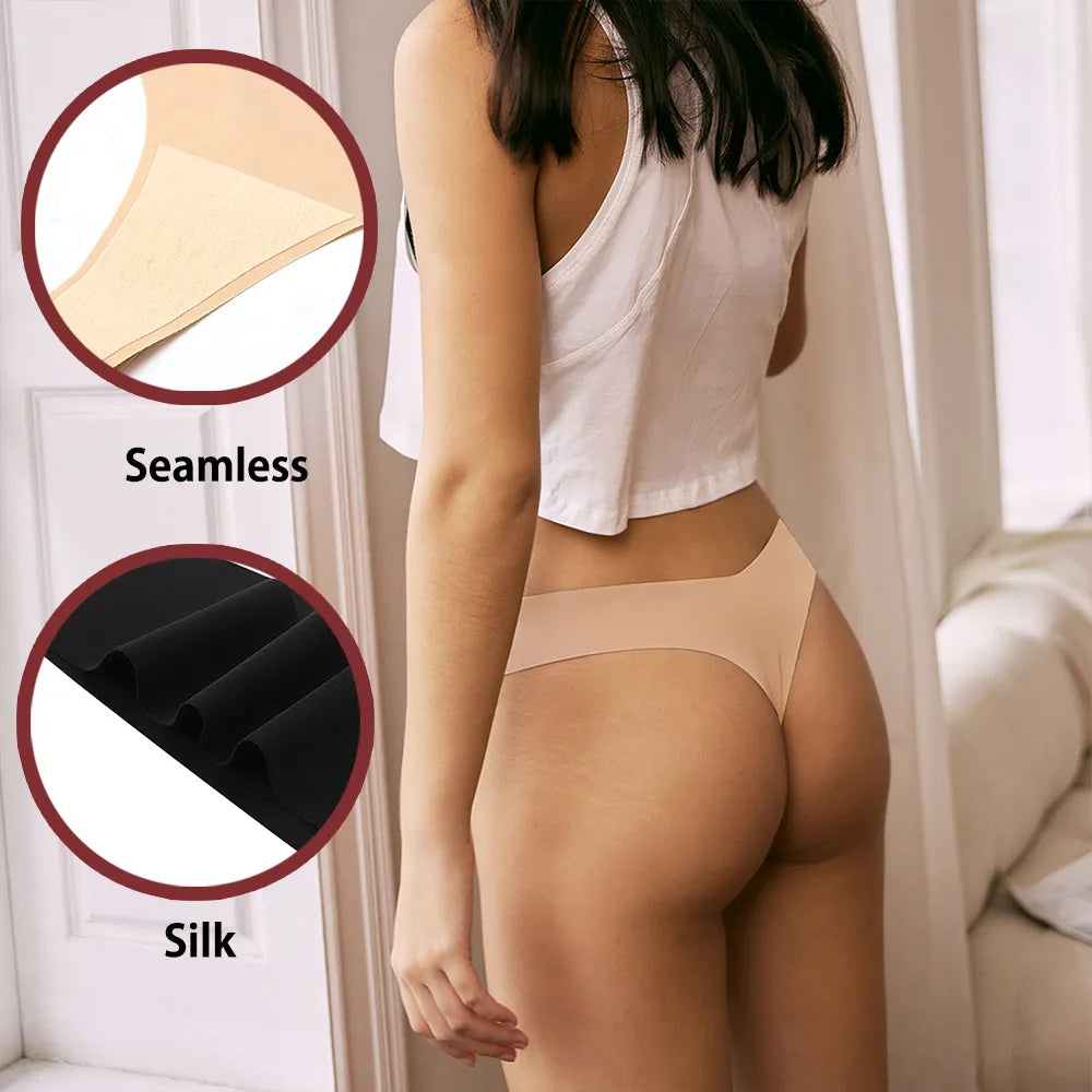 3 piezas lencería de ropa interior de cintura baja con tanga sin costuras