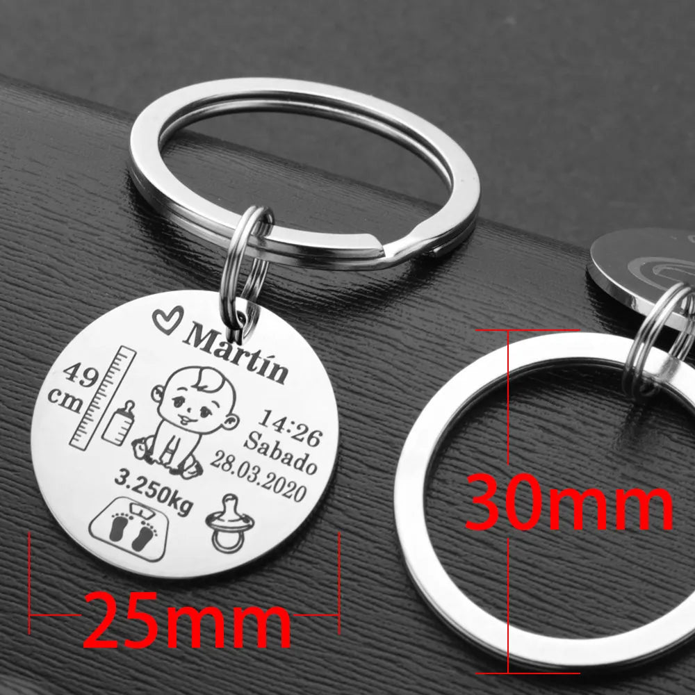 Lovely Personalized Keychain  Name Birth Weight Height