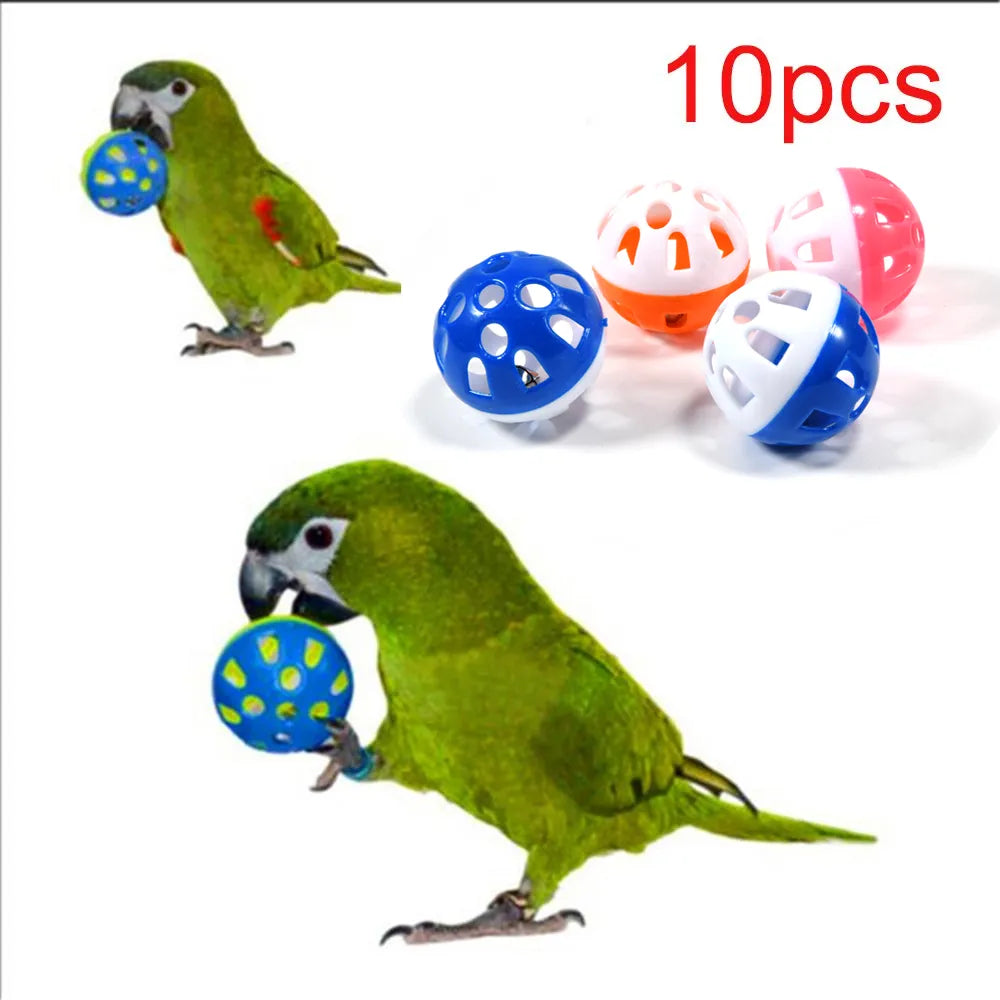 10pcs Pet Parrot Toy Colorful Hollow Rolling Bell Ball Bird Toy