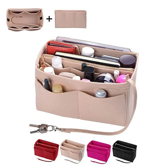 Brand Make up Organizer Felt Insert Bag For Handbag