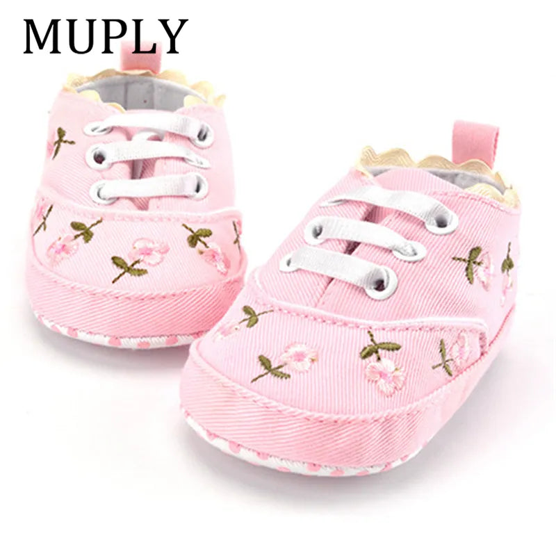 Baby Girl White Lace Floral Embroidery Shoes