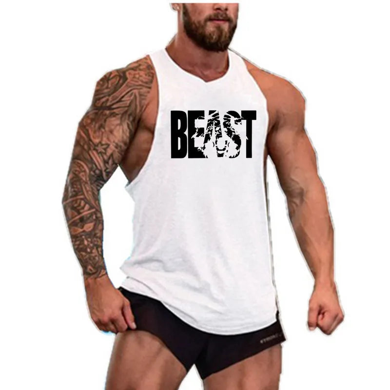 Cotton Sleeveless shirt animal Bodybuilding Workout