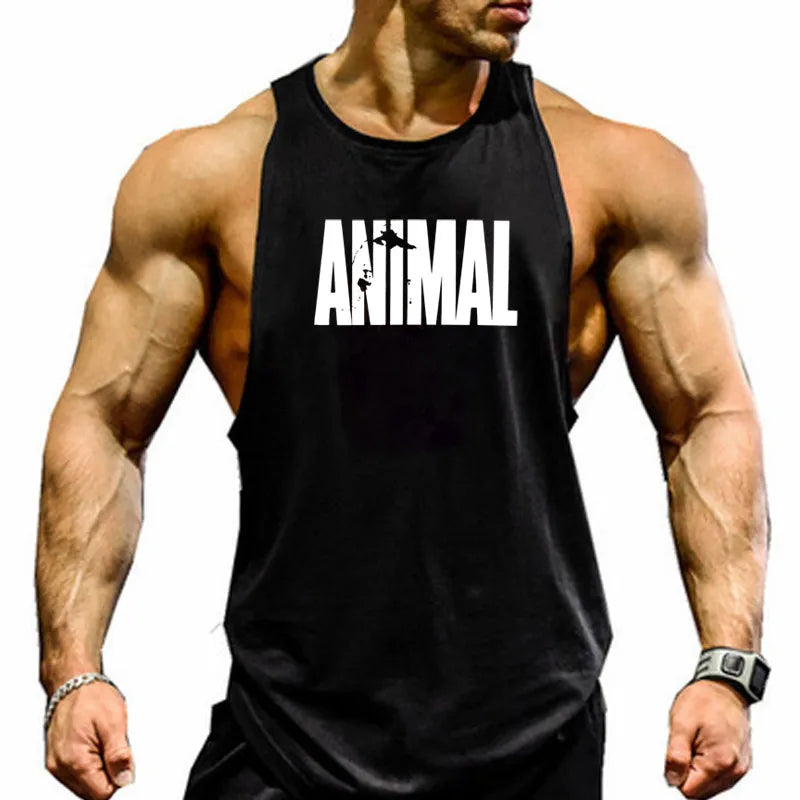 Cotton Sleeveless shirt animal Bodybuilding Workout