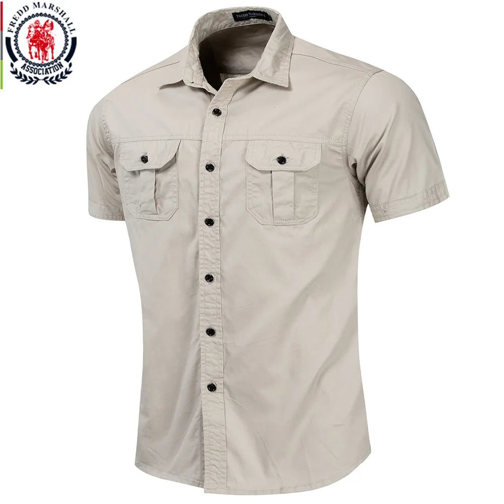 Mens Military Shirt Short Sleeve Cargo Shirts