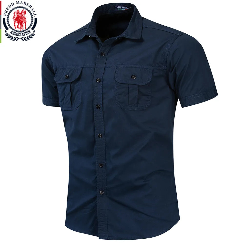 Mens Military Shirt Short Sleeve Cargo Shirts