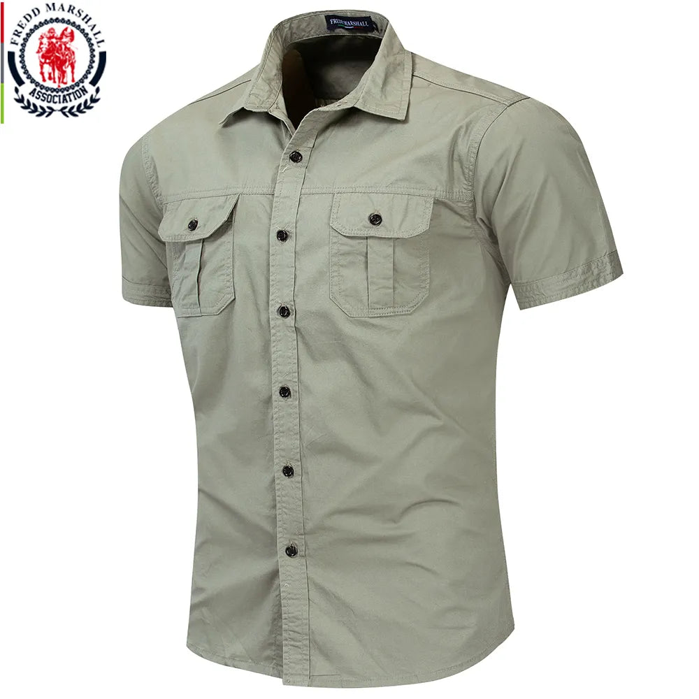 Mens Military Shirt Short Sleeve Cargo Shirts