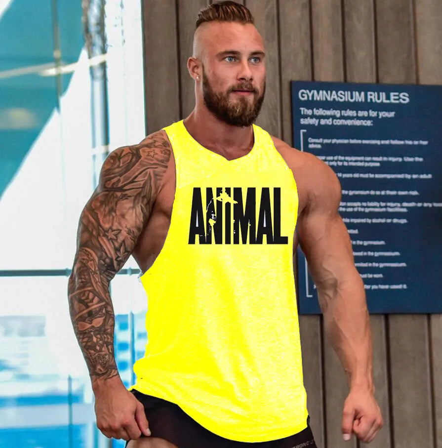 Cotton Sleeveless shirt animal Bodybuilding Workout