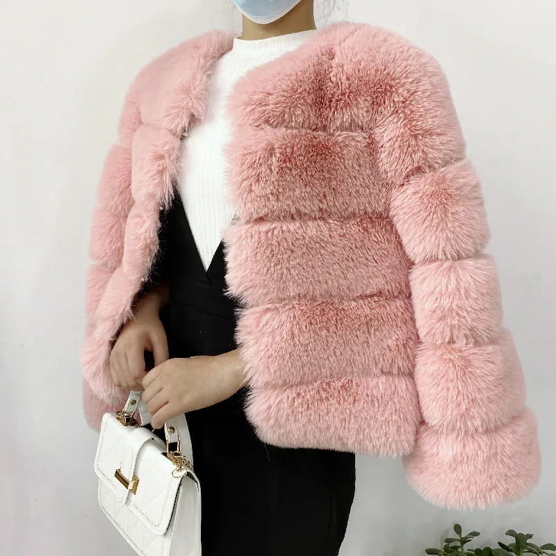 Women Faux Fur Coat Autumn Winter High Quality