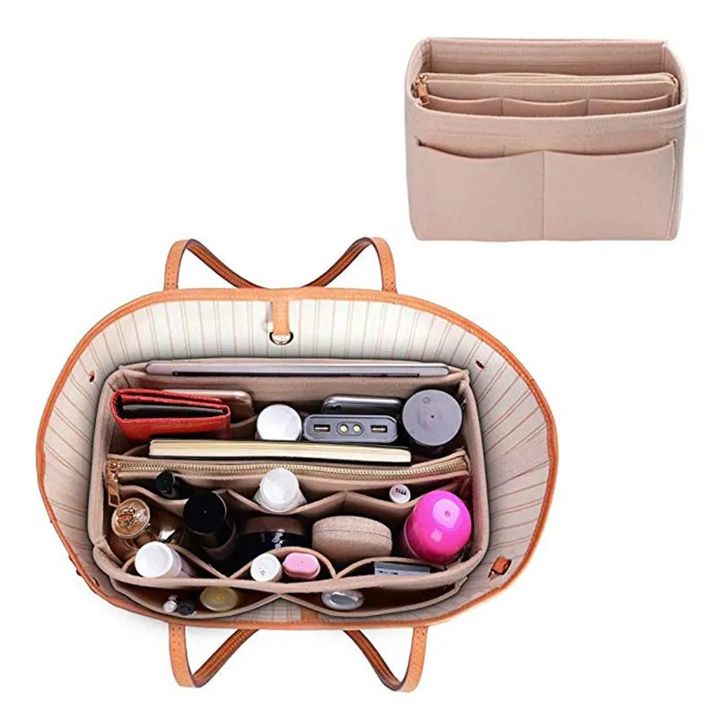 Brand Make up Organizer Felt Insert Bag For Handbag