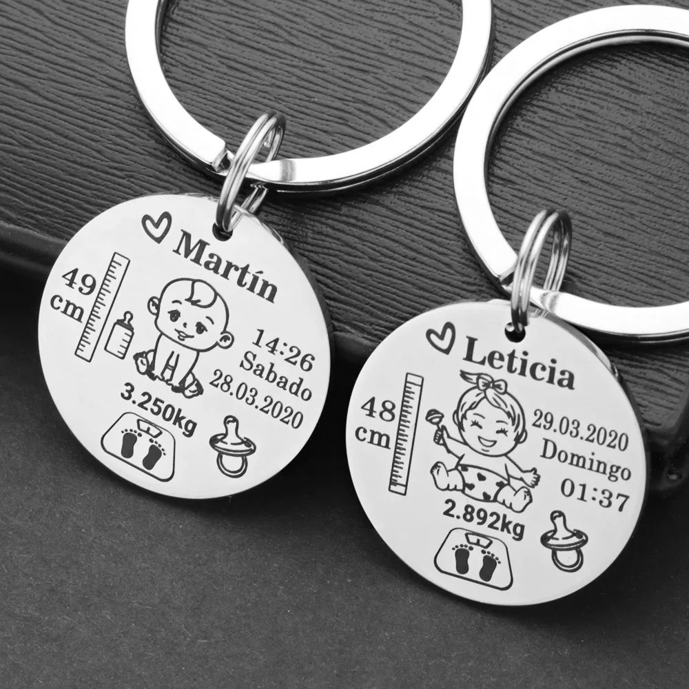 Lovely Personalized Keychain  Name Birth Weight Height