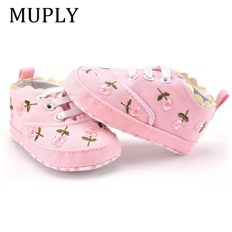 Baby Girl White Lace Floral Embroidery Shoes