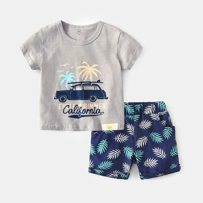 Brand Cotton Baby Sets Leisure Sports Boy T-shirt + Shorts Sets