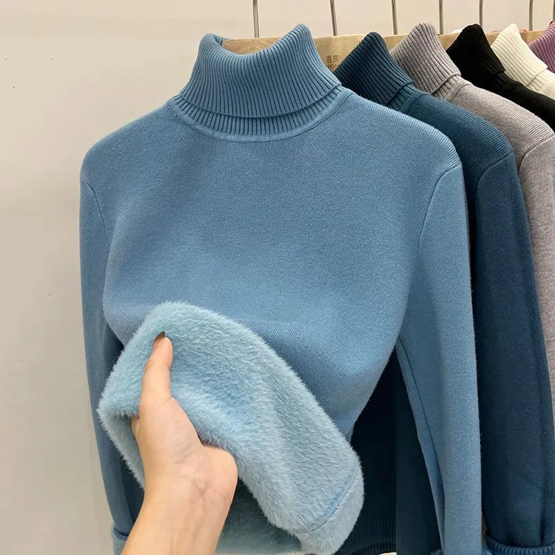 Thicken Turtleneck Sweater Fashion Lined Warm