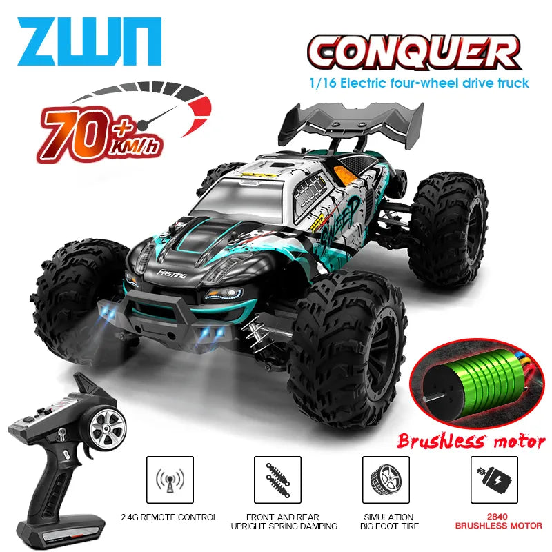 Coche de carreras 4WD con camión monstruo con control remoto LED para niños