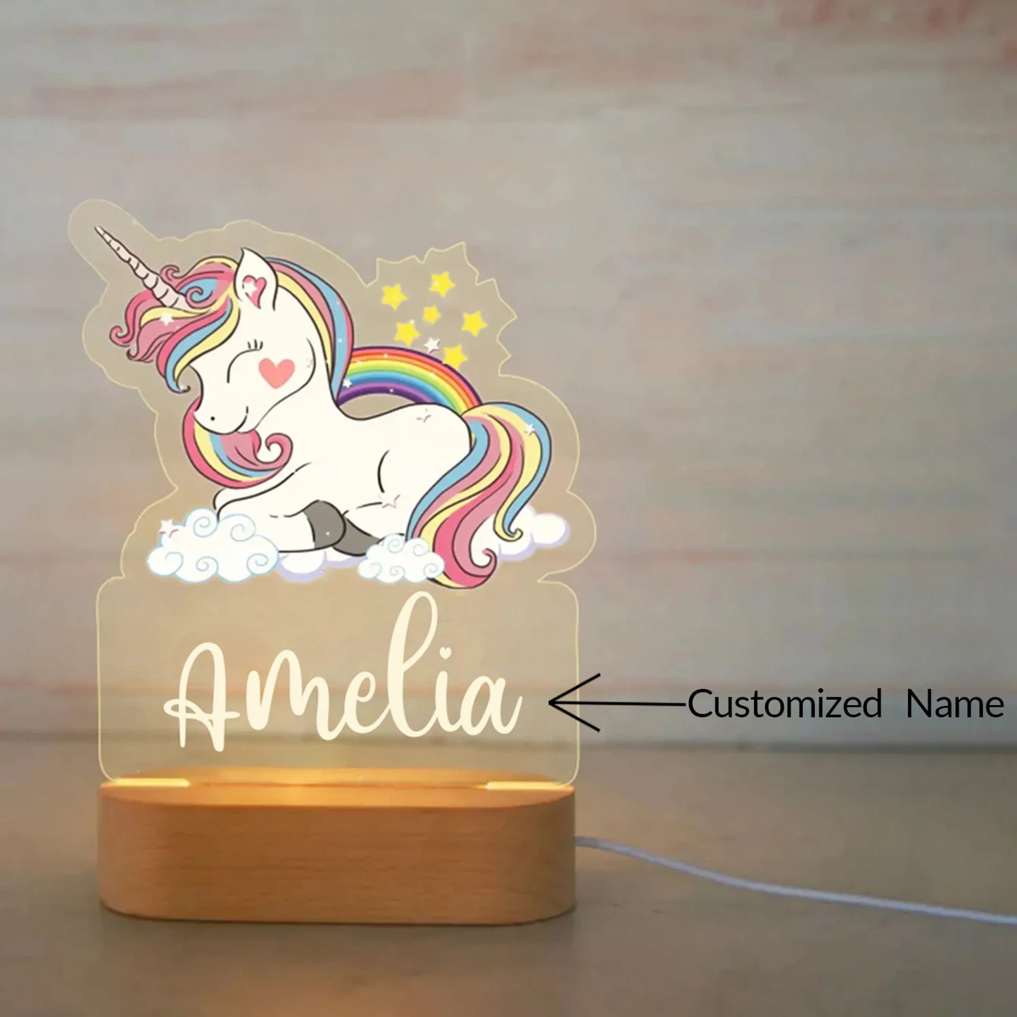 Personalized Animal Night Light Custom Name Acrylic Lamp