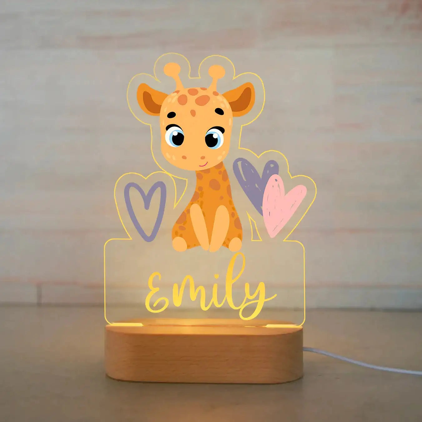 Personalized Animal Night Light Custom Name Acrylic Lamp