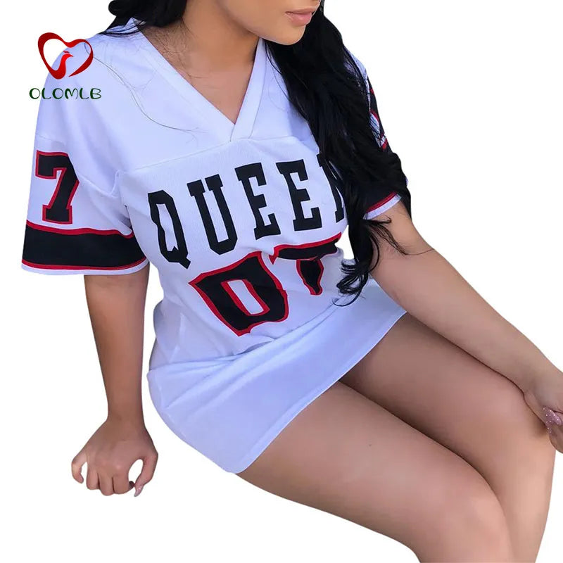 T Shirt Dress Women Hip Hop Queen Printed