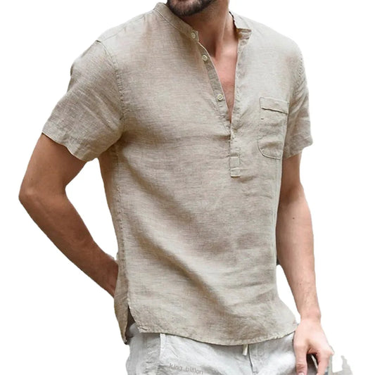 Summer Short-Sleeved T-shirt Cotton and Linen