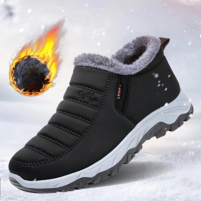 Fleece Lined Snow Boots, Winter Warm Waterproof Slip On Ankle Boots