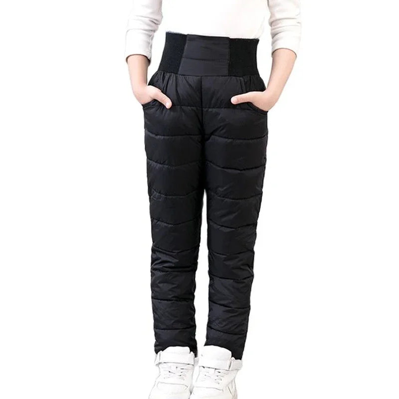 Casual Girl Boy Winter Pants Cotton Padded Thick Warm