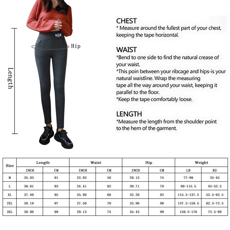 Leggings Solid Warm Thicken Lambwool Hight Waist Fleece