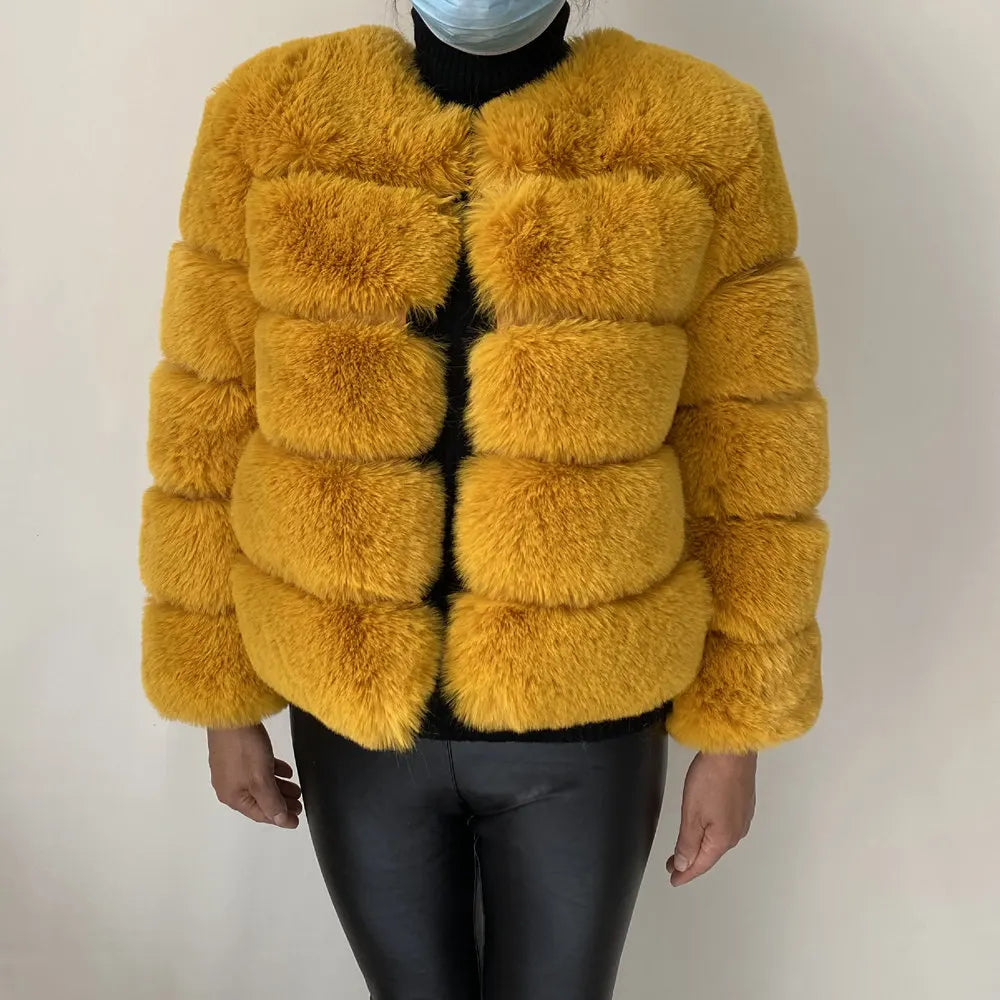 Women Faux Fur Coat Autumn Winter High Quality