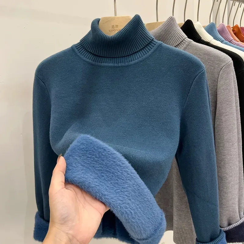 Thicken Turtleneck Sweater Fashion Lined Warm