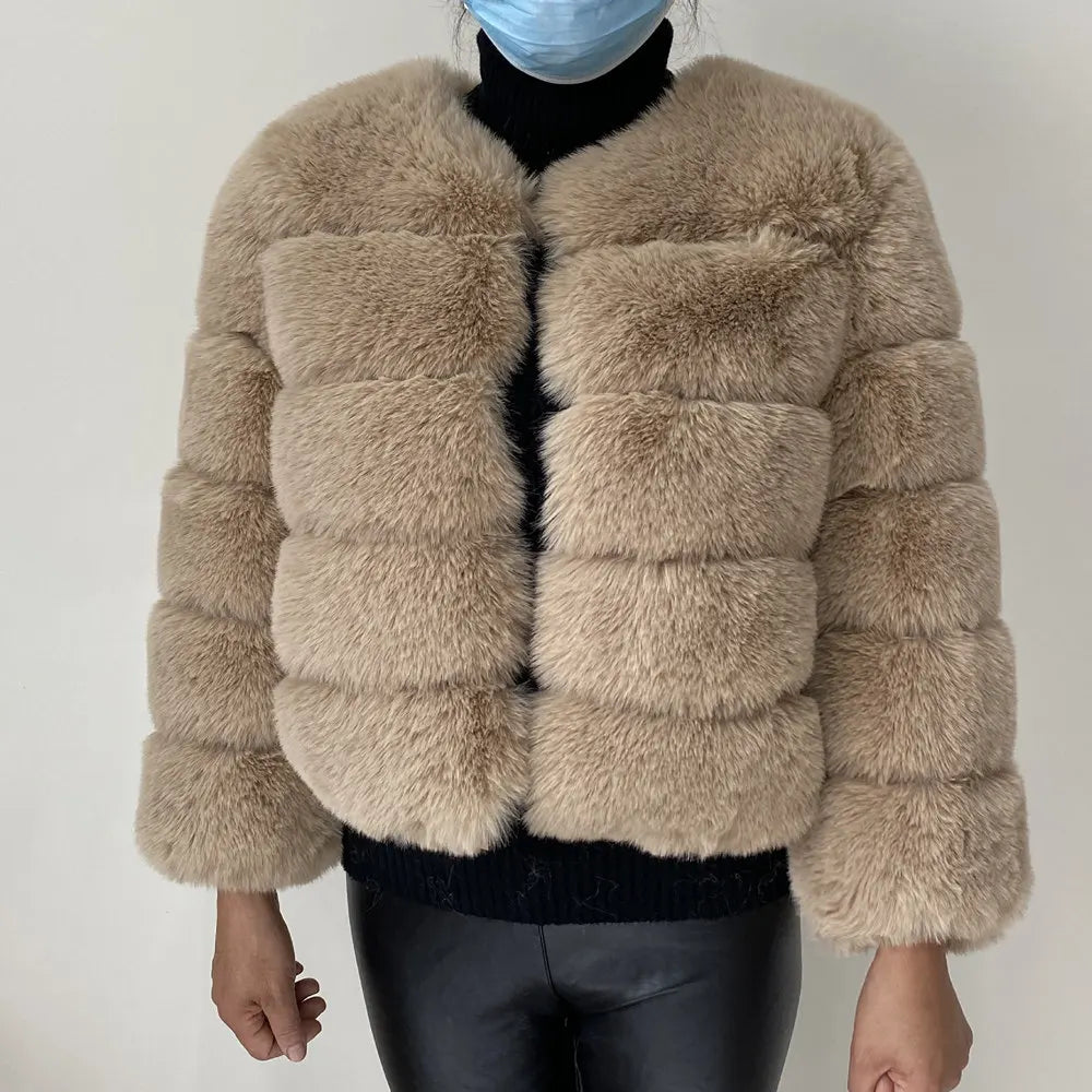 Women Faux Fur Coat Autumn Winter High Quality