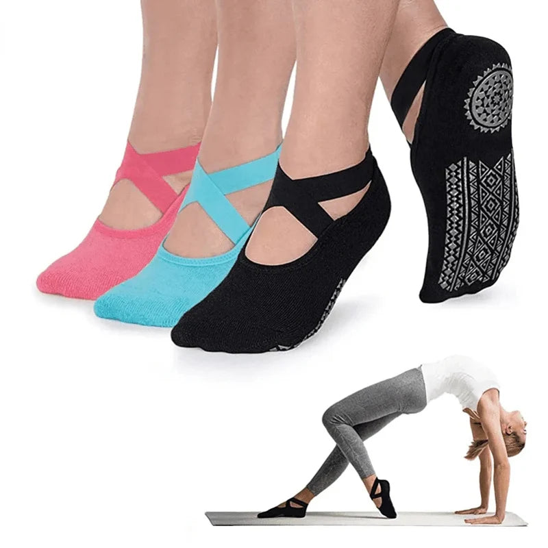 Bandage Yoga Socks for Women Pilates Ballet Dance Cotton Socks