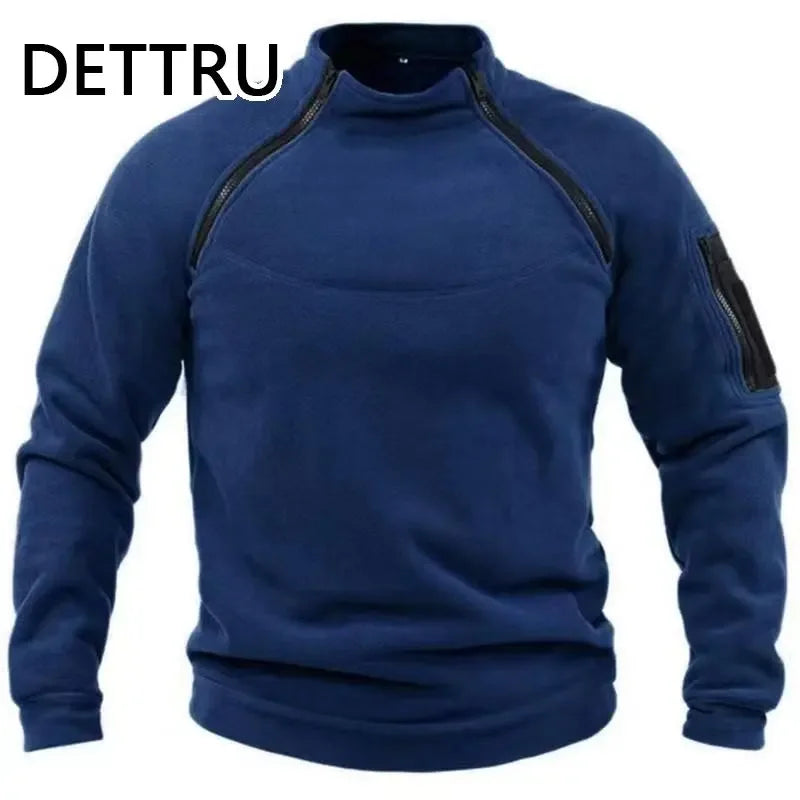 Winter Mens Military Sweatshirt Fleece Zipper Pullover