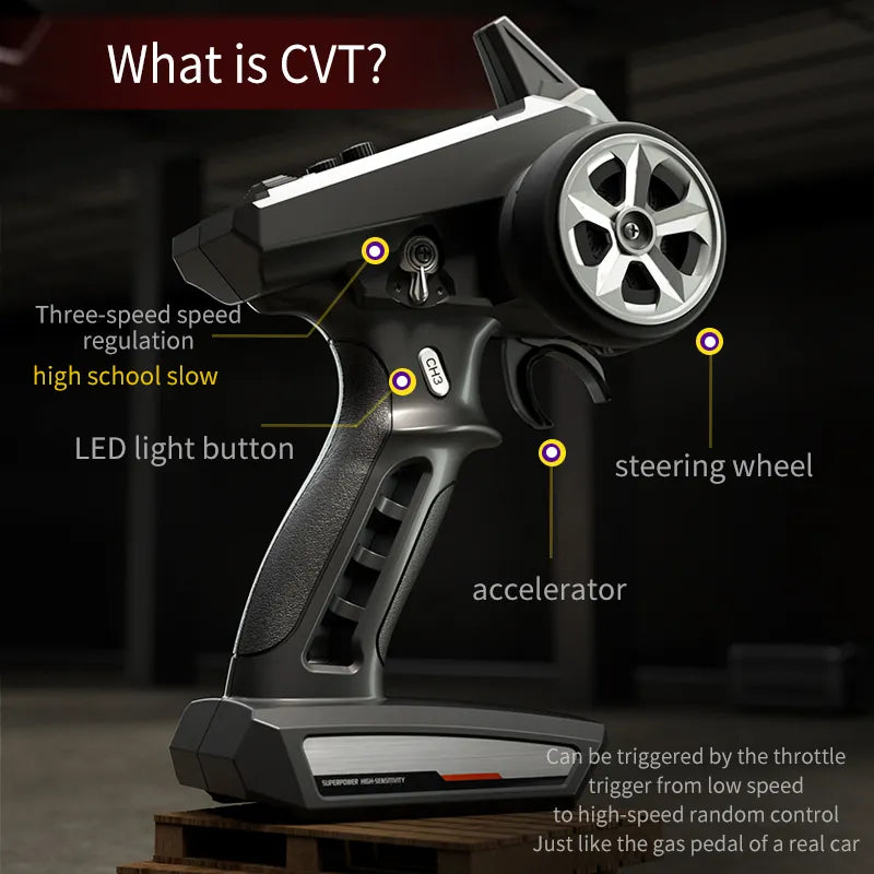 Coche de carreras 4WD con camión monstruo con control remoto LED para niños