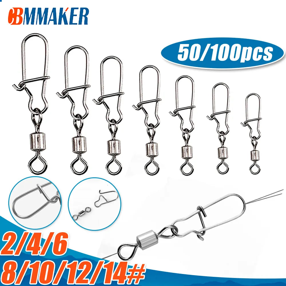 50/100pcs Fishing Connector Stainless Steel