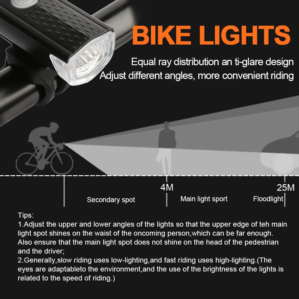 USB Rechargeable Bike Light Set Front Light