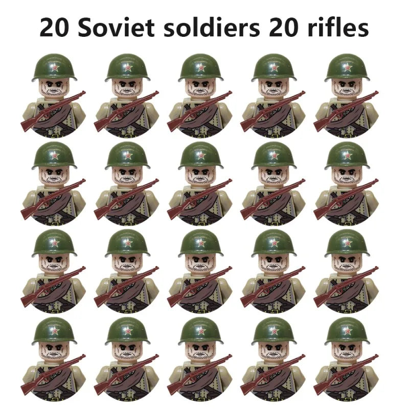 20Pcs/Set WW2 Military Soldier Blocks Action Figure