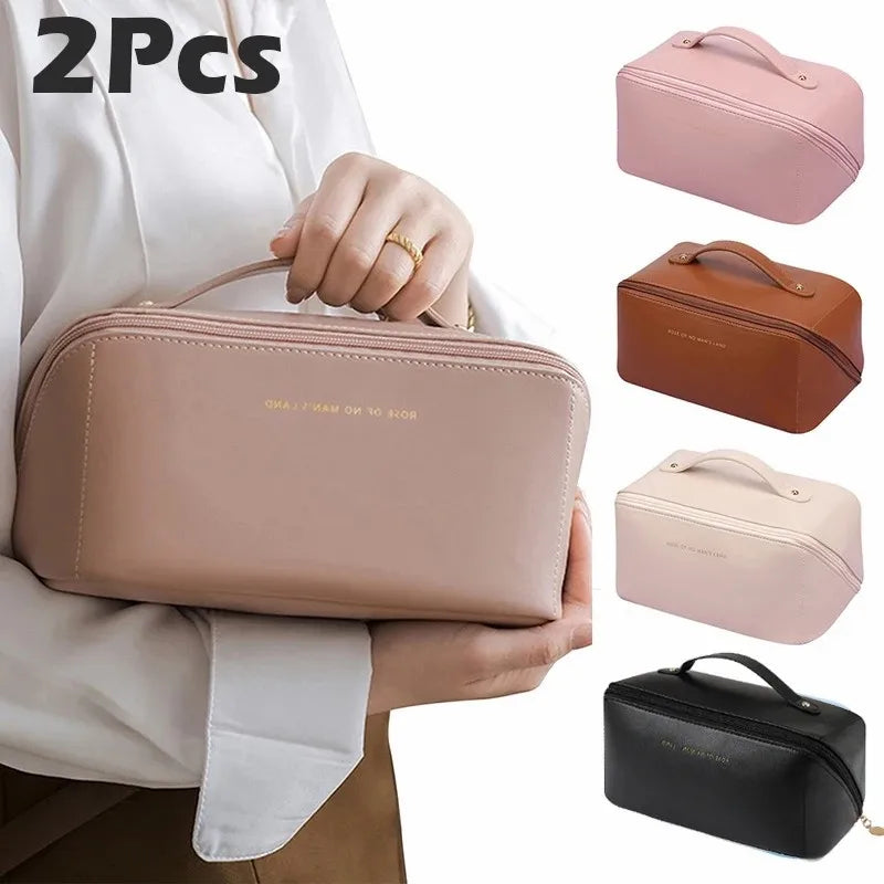 2 Pcs Cosmetics Storage Kit Large Capacity Travel Toiletry Bag Makeup