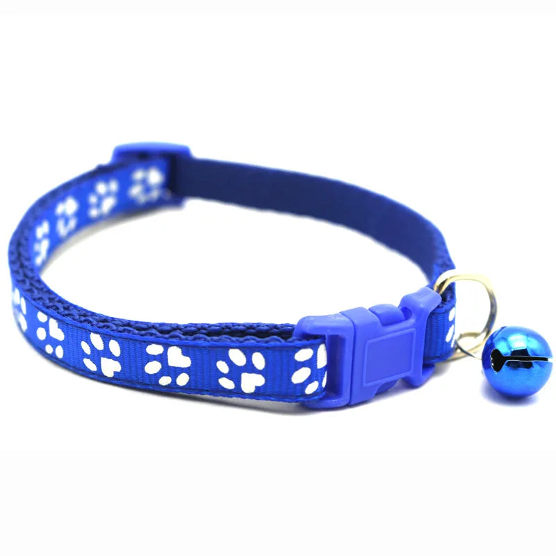 Pet Collar With Bell Cartoon Footprint Colorful Accessories