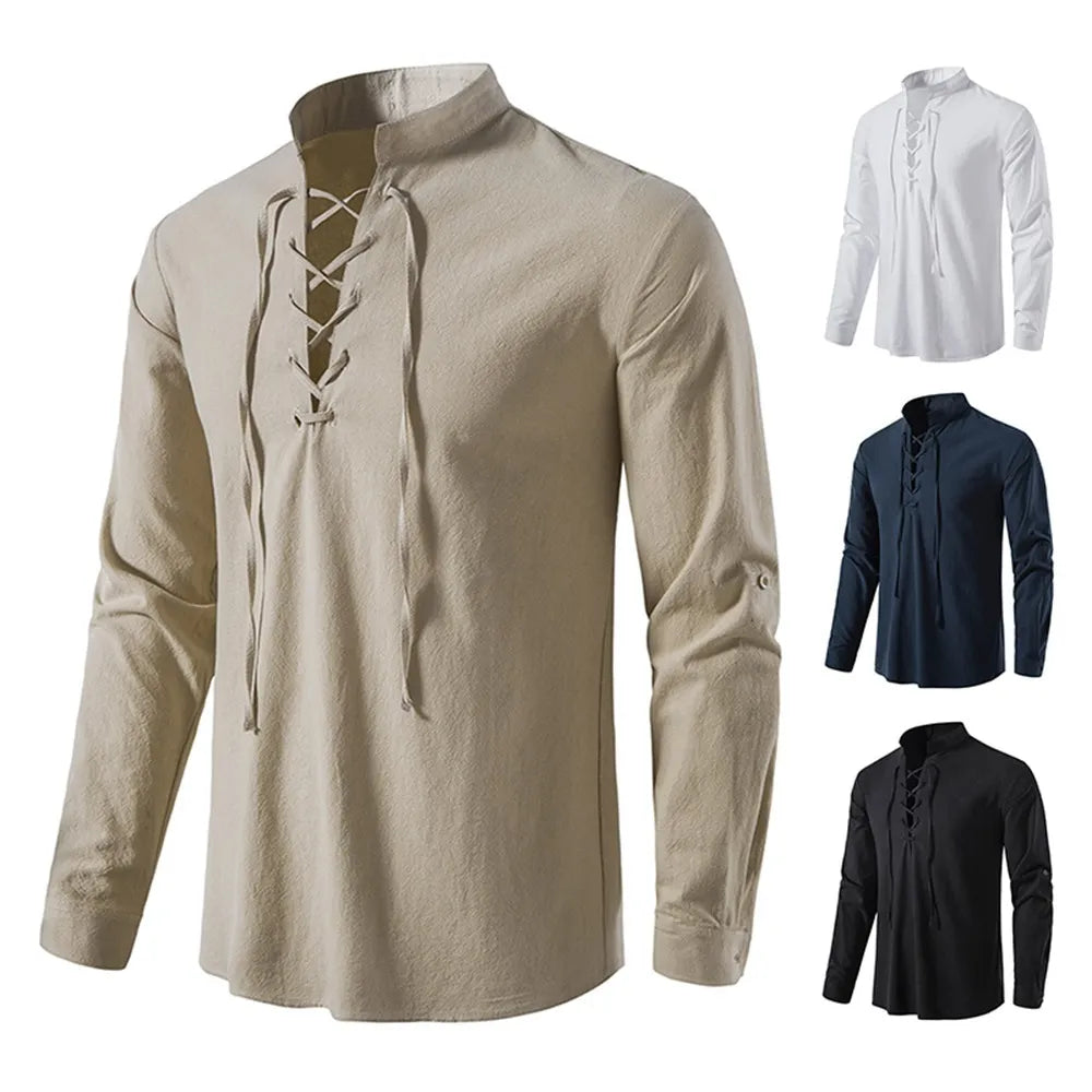 Men's Casual Blouse Cotton Linen Shirt