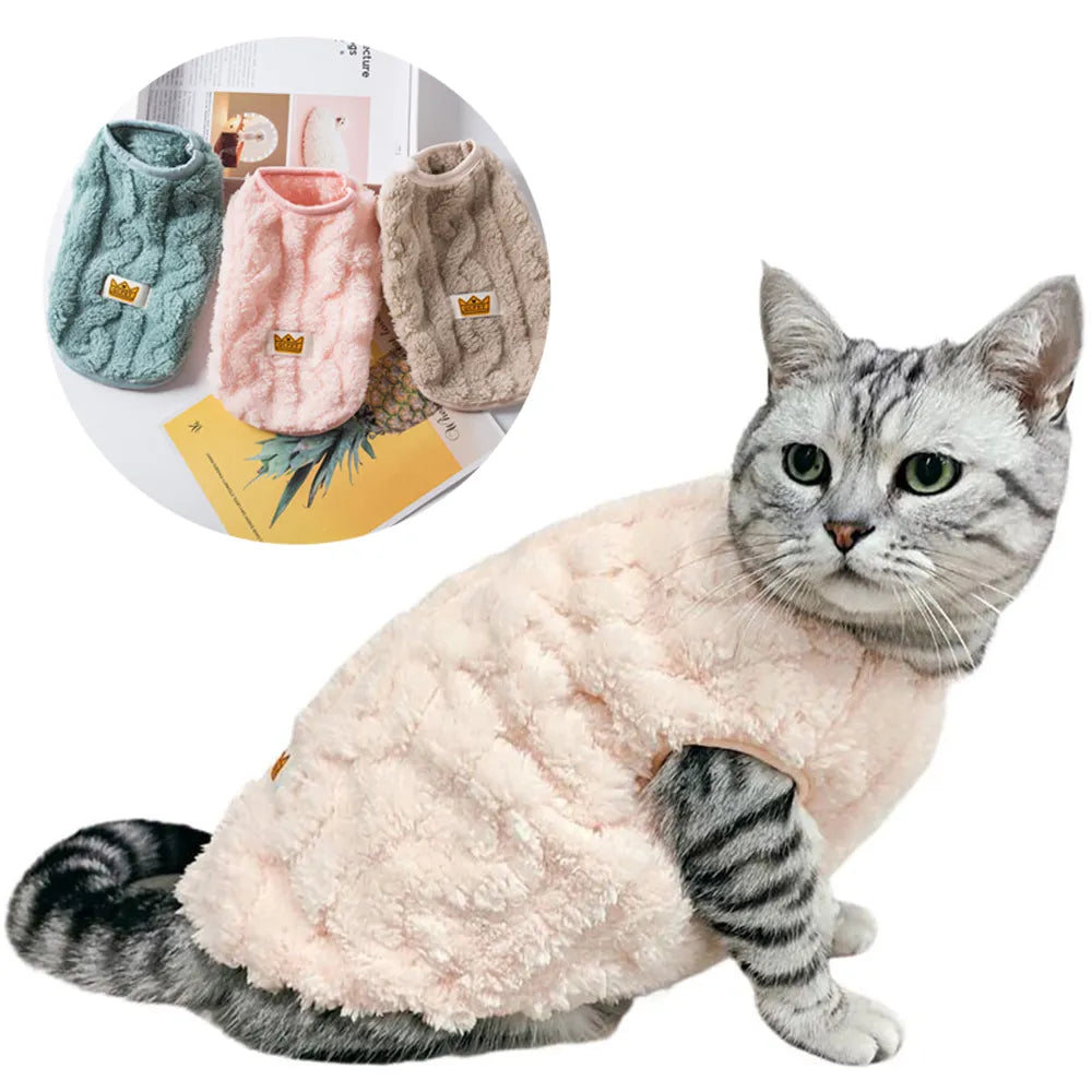 Soft Cozy Cat Clothes Autumn Winter Warm Fleece Sweatshirt