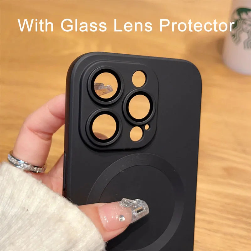 Luxury Glass Lens Protection Soft Silicone Case for IPhone