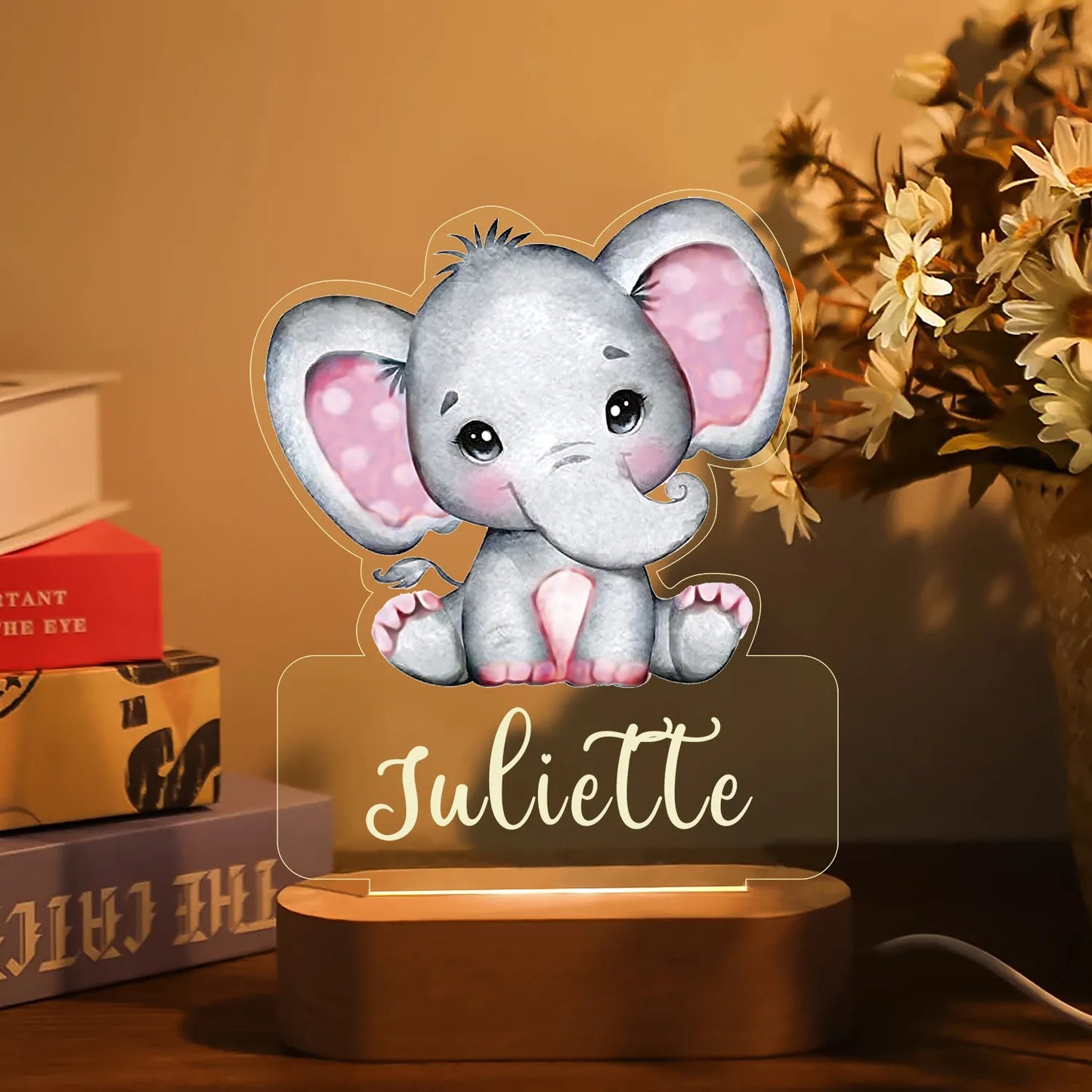 Personalized Animal Night Light Custom Name Acrylic Lamp