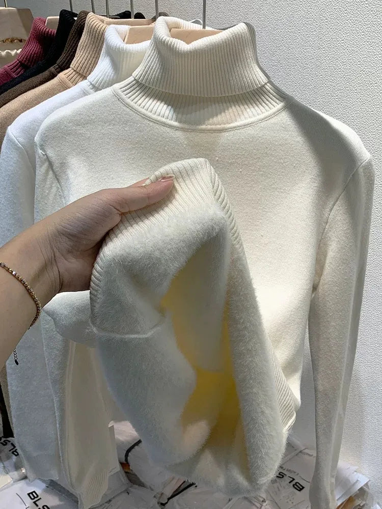 Turtleneck Winter Sweater Elegant Lined Warm Sueter