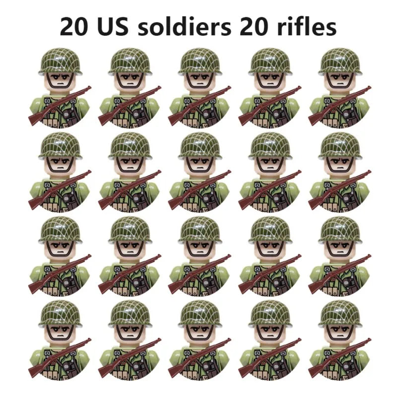 20Pcs/Set WW2 Military Soldier Blocks Action Figure