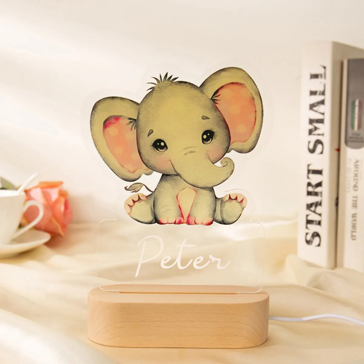 Personalized Animal Night Light Custom Name Acrylic Lamp