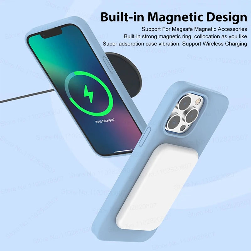 Liquid Silicone Magnetic Cases For iPhone 15 14 13 Pro Max Plus