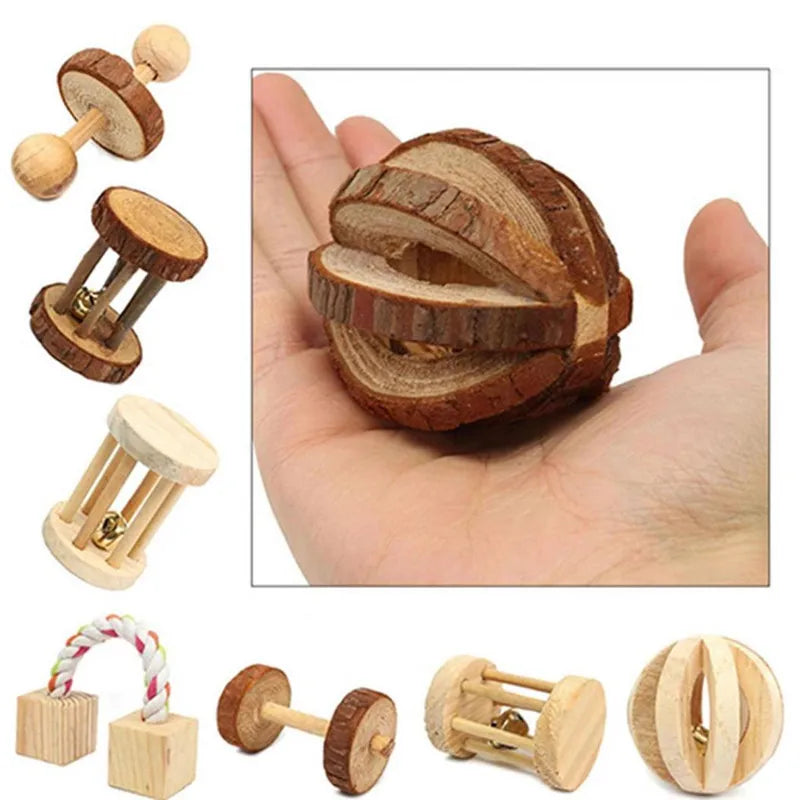 Cute Rabbit Roller Toys Natural Wooden