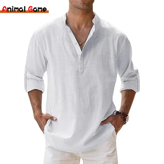 Cotton Linen Shirts Lightweight Long Sleeve